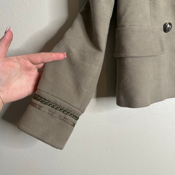 Zara Basic Collection Cropped Military Double-Breasted Jacket Olive Taupe Medium - Picture 5 of 9